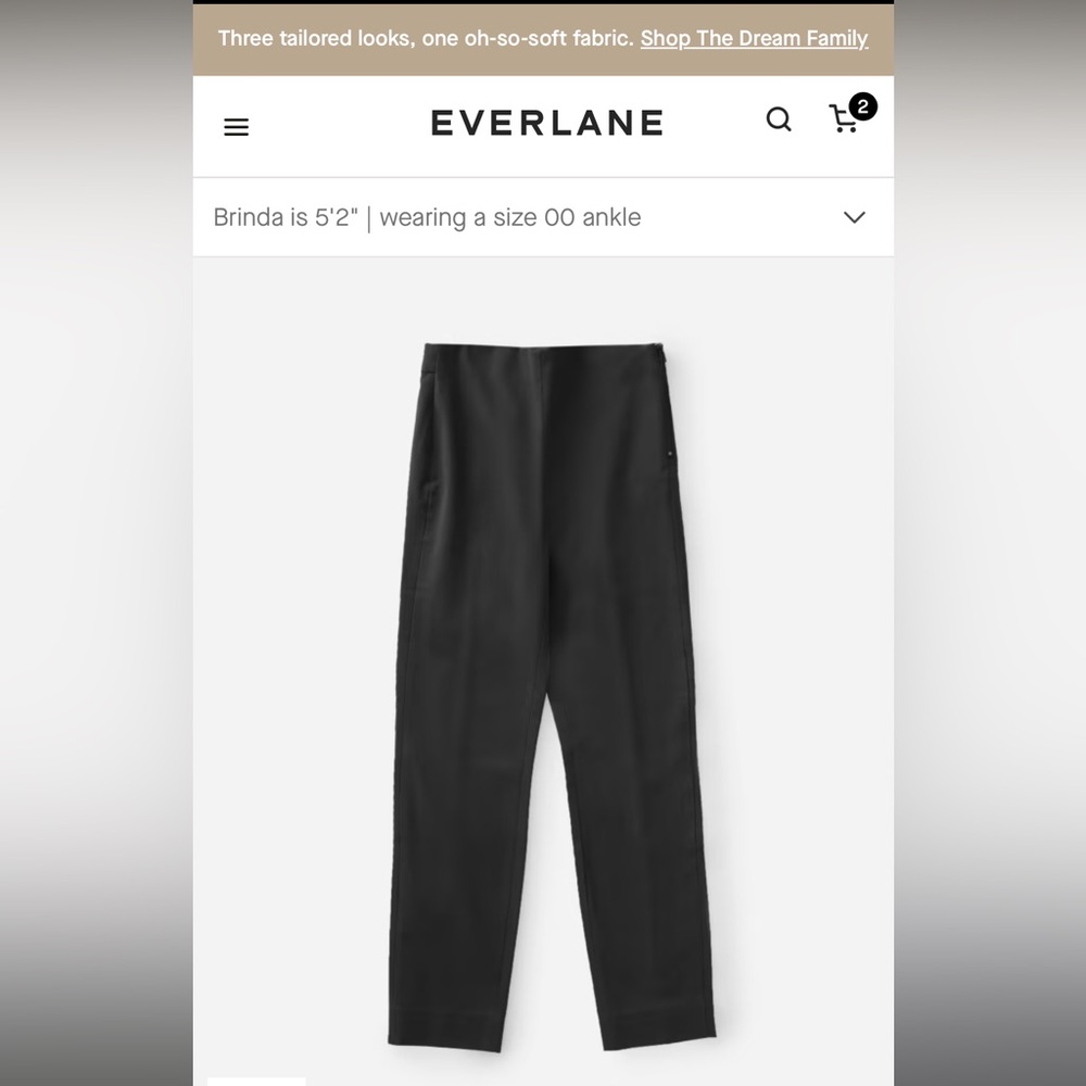 NWOT - Everlane The Side-Zip Stretch Cotton Pant size 4